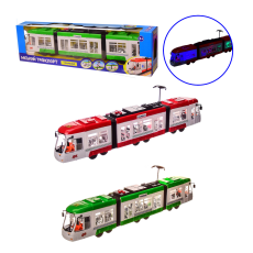Трамвай K1114 (36шт) 2 цвета, батар., в кор. – 48.5*8*13.5 см, р-р игрушки – 46*5.5*9.5 см(КИ)
