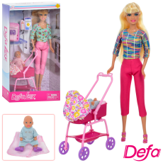 Лялька DEFA 8358-BF (36шт) пупс, коляска, аксесуари, 2 види, кор., 18-32-6,5 см.		