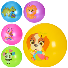 М'яч дитячий MS 3509 (120шт) 9 дюймів, малюнок, 60 г, 5 кольорів, 5 видів (тварини, динозавр)