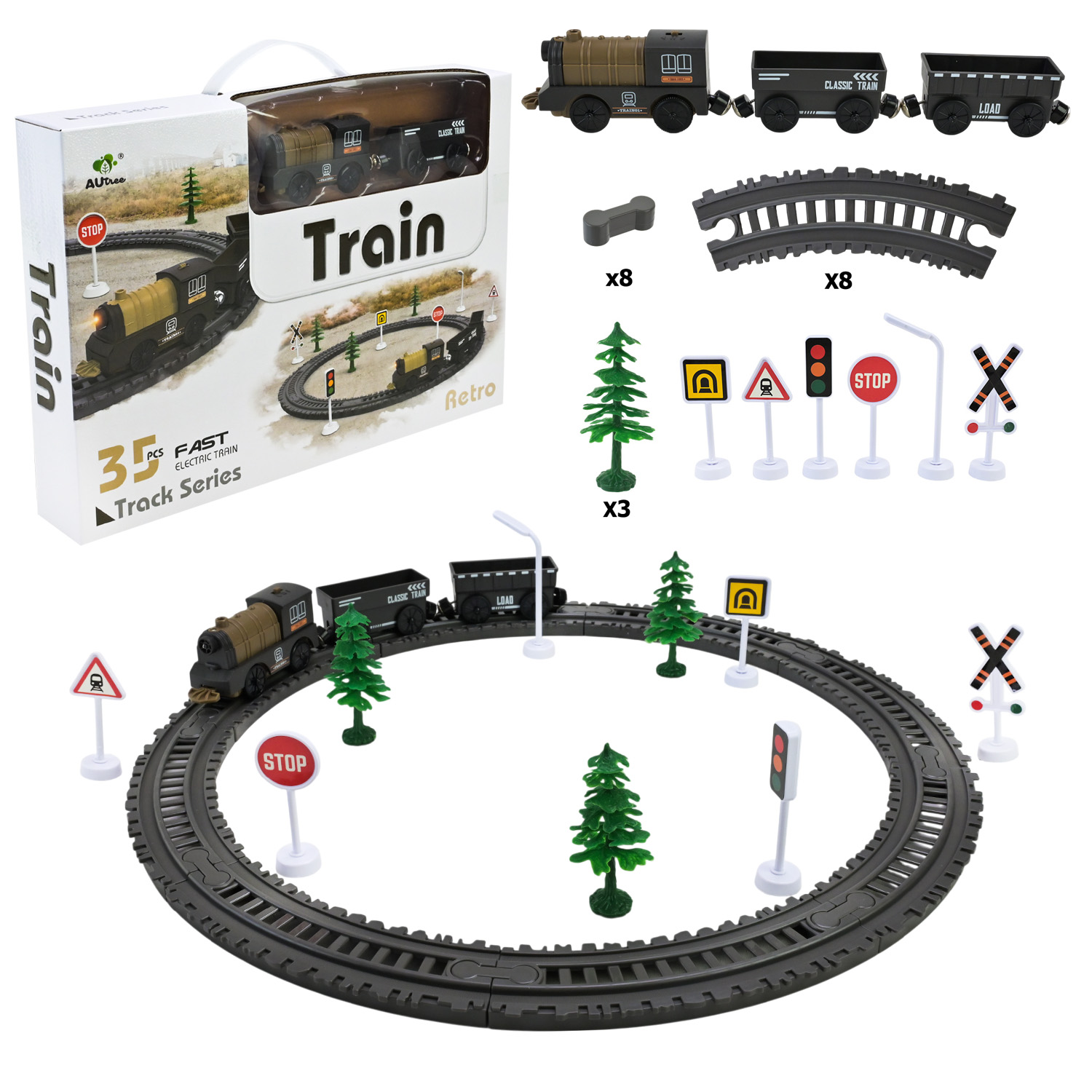 Залізниця батар арт. AU6887 (30шт/2) 35дет.,магнiт.вагончик короб.  38,5*26,5*6см(КІ)