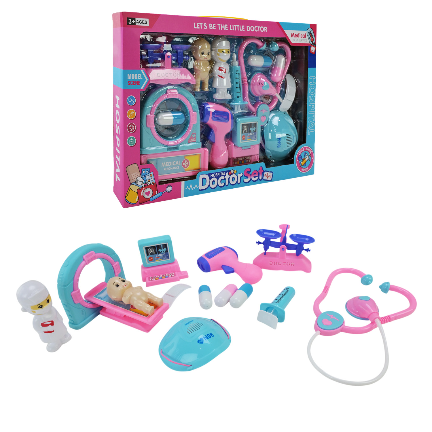 Лікар набір арт. 666-98 (48шт) стетоскоп, шприц, лялька, аксес короб.43*5*30(КІ)