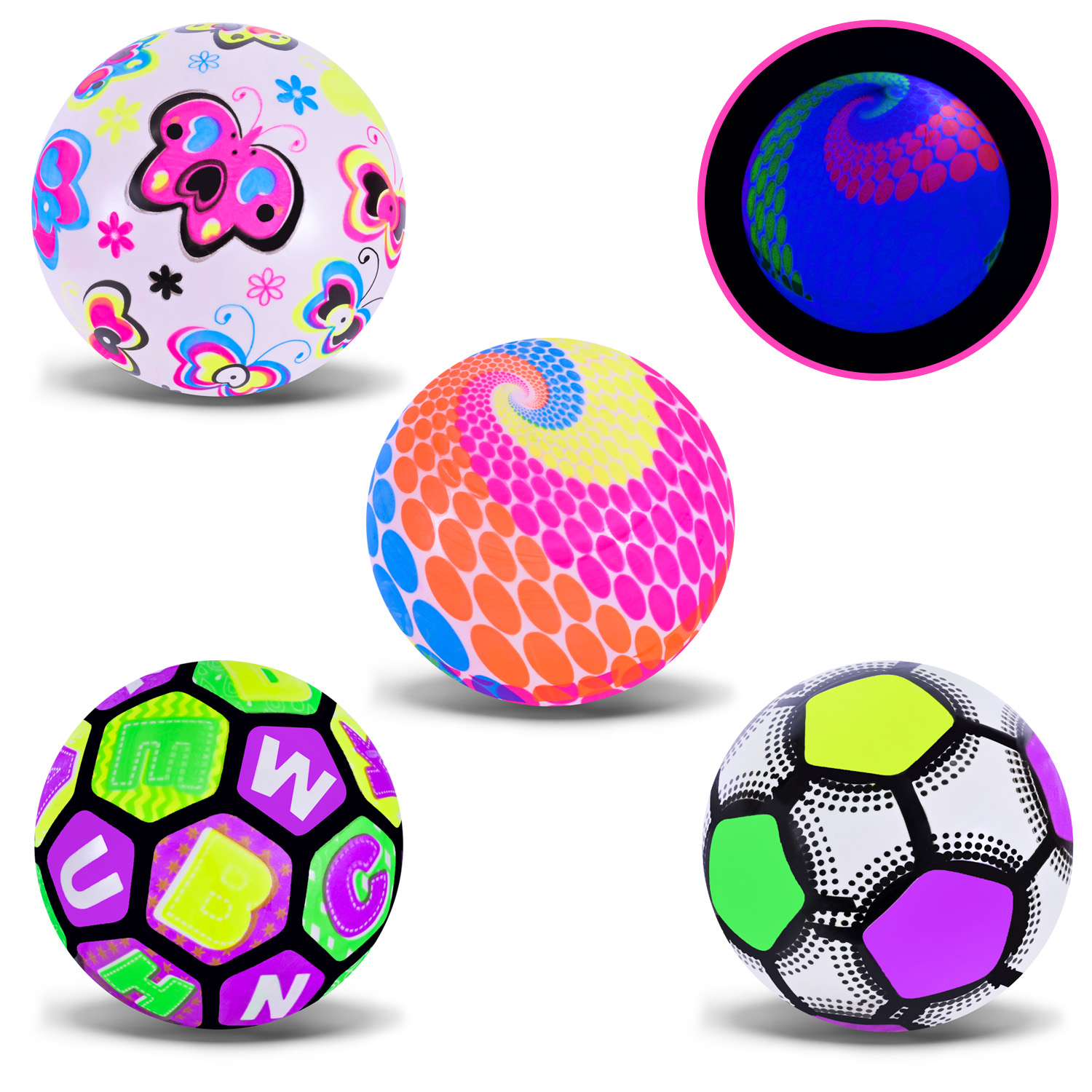 М'яч гумовий арт. PB25109 (500шт)  22 см 70 грам, світло 5видів(КІ)