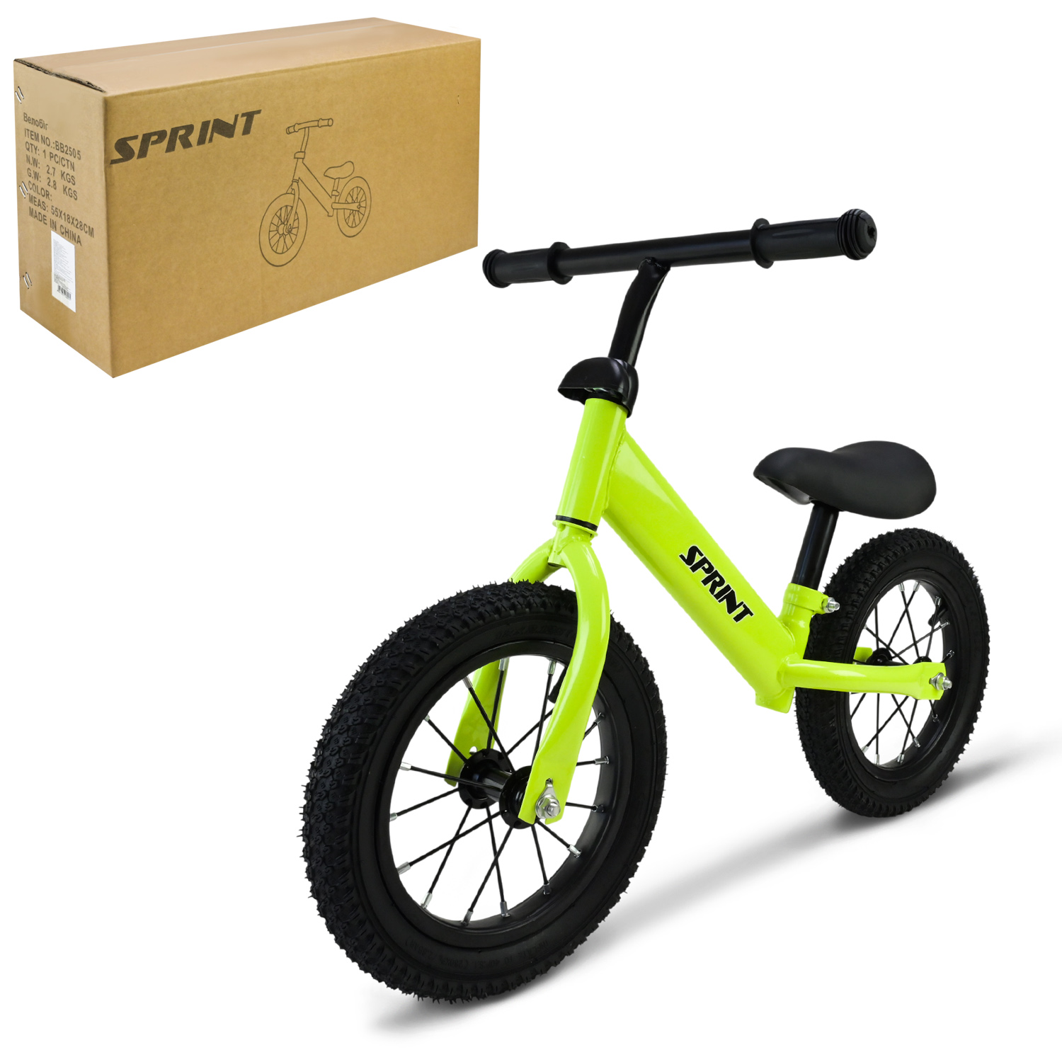 Велобіг арт. BB2505 (1шт)   сталевий, колеса 12 дюймів надувні,зелений(КІ)