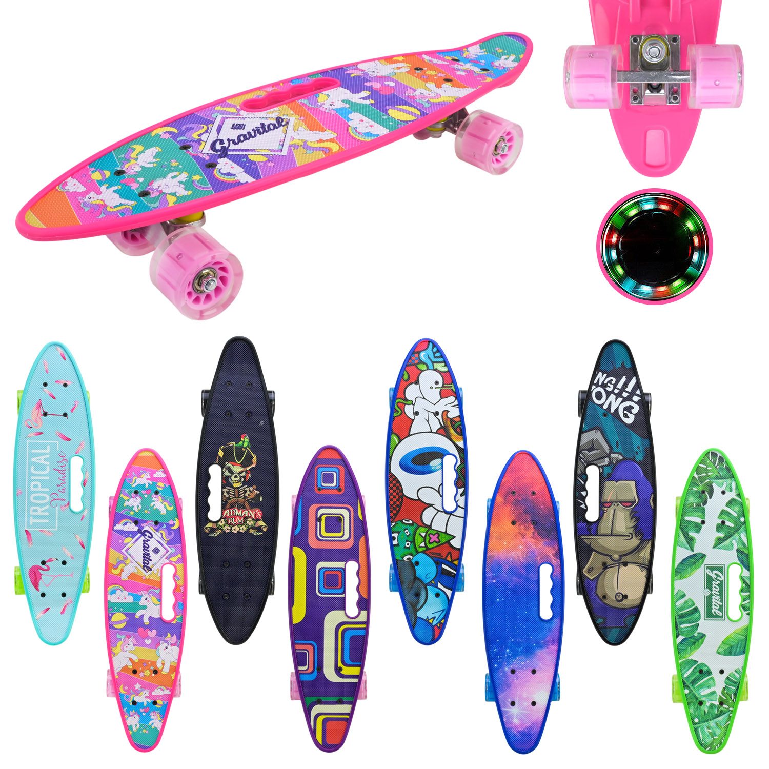 Пенніборд арт. PB204 (8шт)  60*17 см,колеса PU світло(КІ)