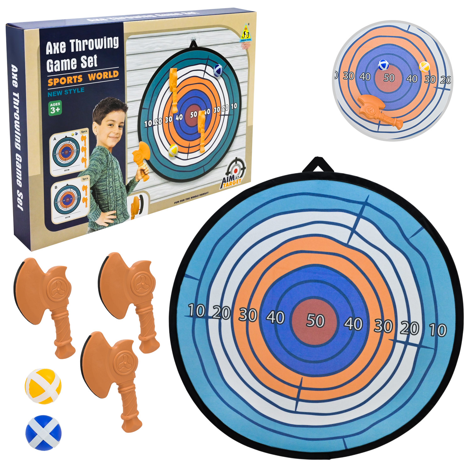 Дартс арт. JB6109A (108шт/2)  2 м'ячика,3 топорика 56 см(КІ)