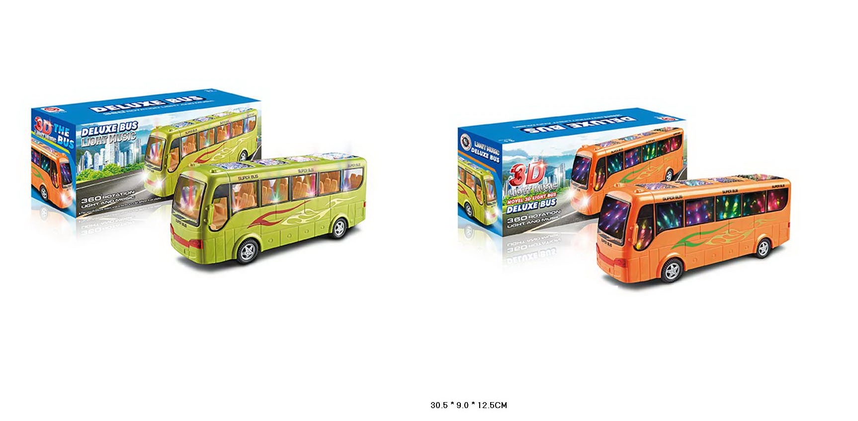 Автобус муз. арт. 159/3D-159 (60шт) 2 кольори мікс, звук,світло,короб. 30,5*9*12,5см.(КІ)