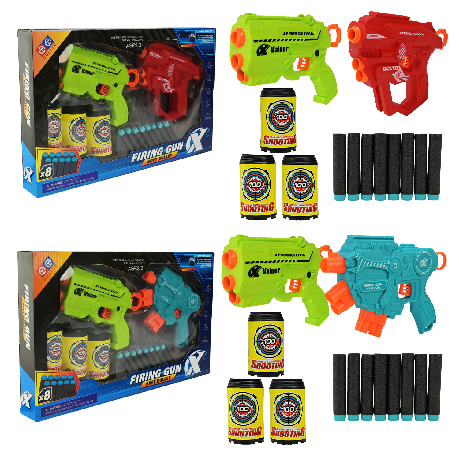 Бластер арт. SC-13/15 (36шт) 2кольора,8поролон. снаряда  в набор+3мішені, короб. 42*4,5*25см(КІ)