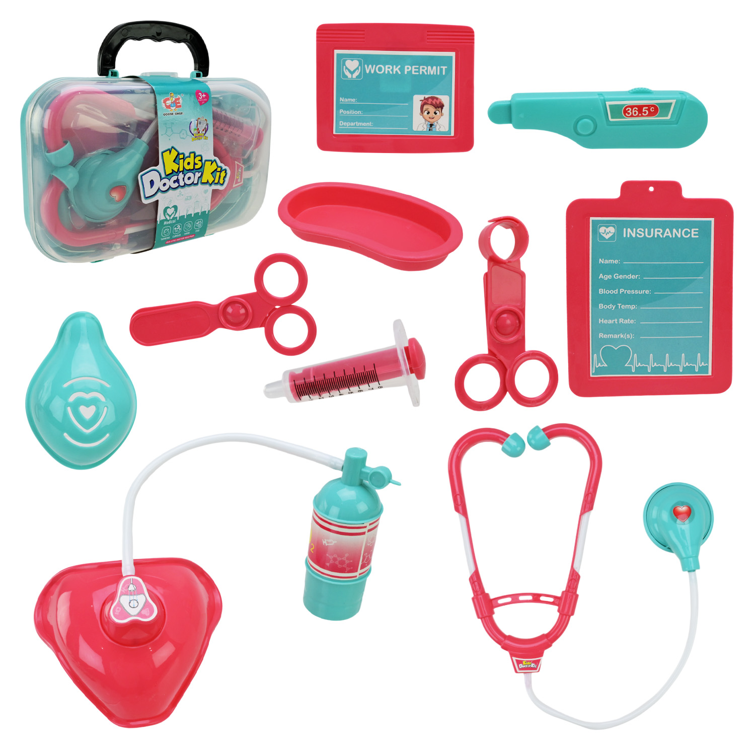 Лікар набір арт. 883-166 (144шт/2) стетоском, шприц, аксес короб. 11см(КІ)