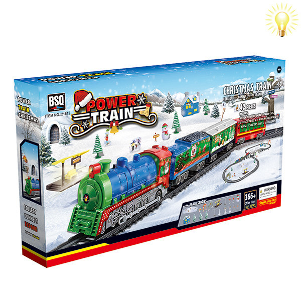 Залізниця 21812 (12/2шт) різдвяний експрес, довжина шляху 366+ см ,на бат-ці., світло, звук, в короб