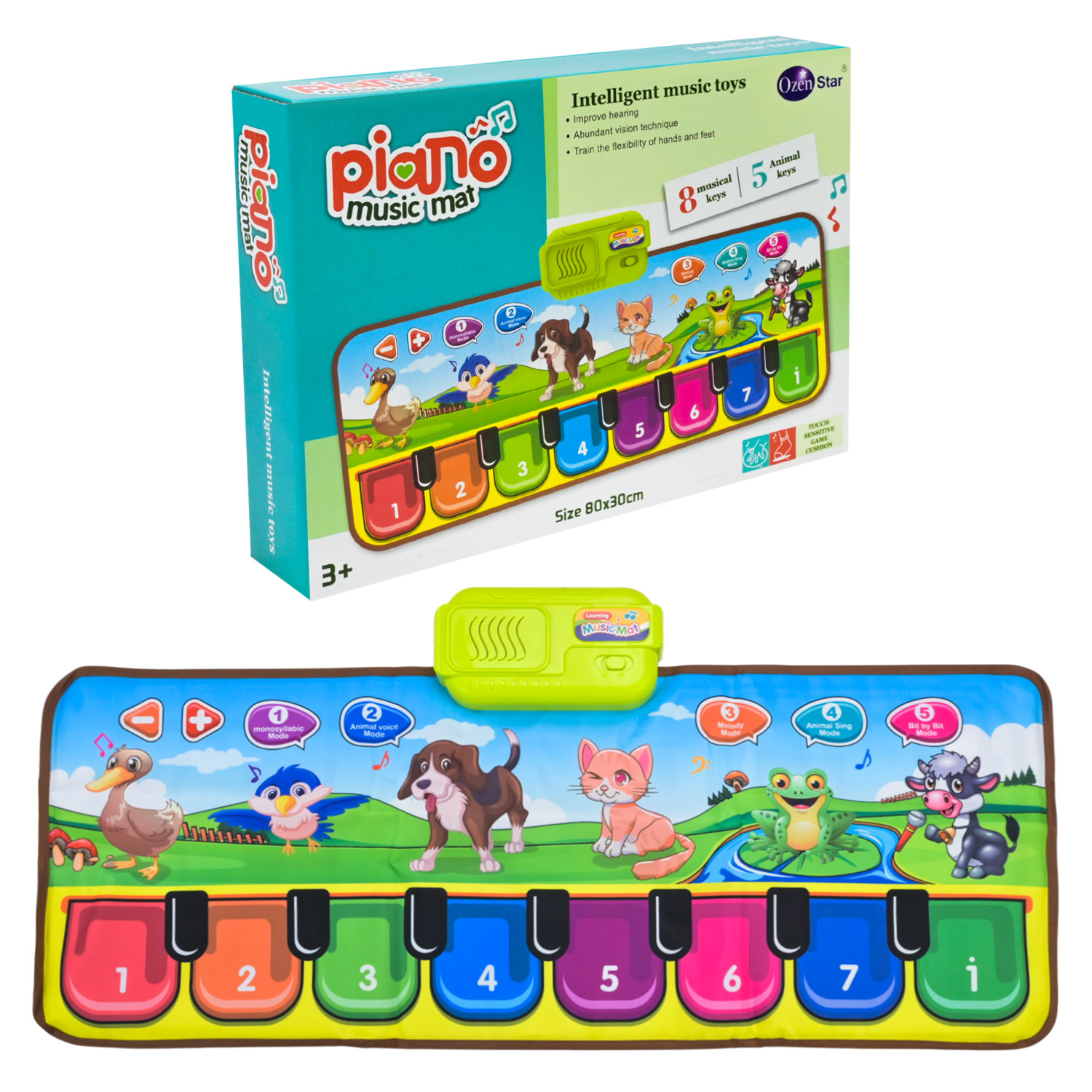 Килимок муз.арт.757-10 (72шт/2) звуки тварин музика, ноти, р-н 80*30см, короб. 26,8*18,6*4,7см(КІ)