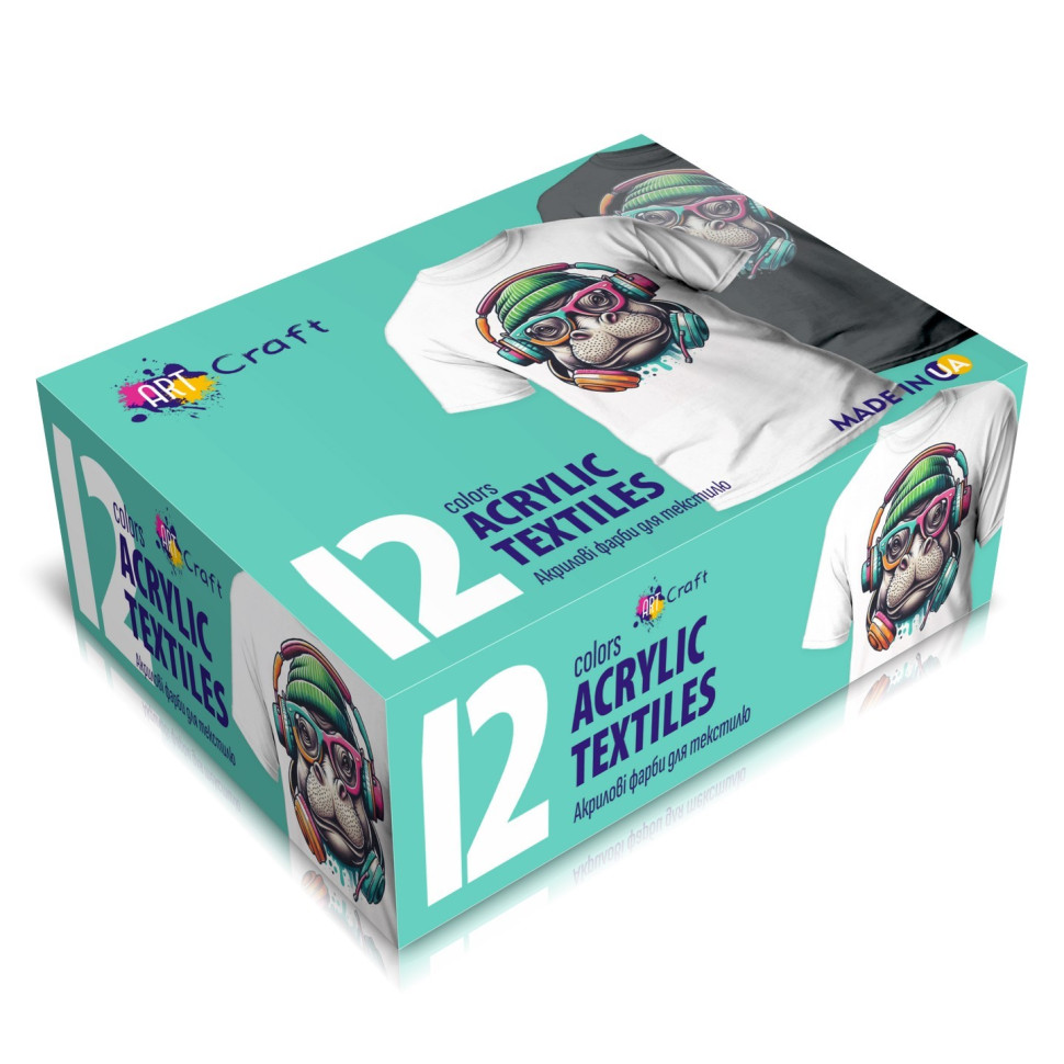 Набір акрилових фарб для текстилю 12 шт. по 20 мл														