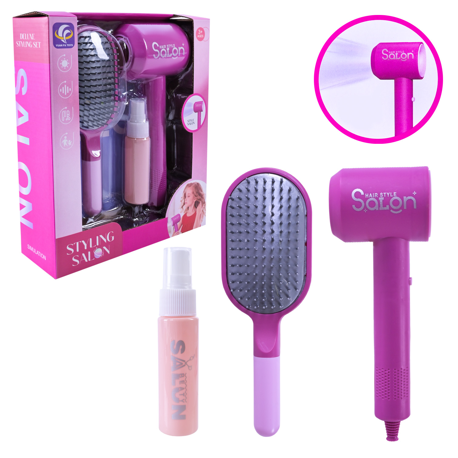 Перукаря набір арт. YF822C-1 (84шт/2)  батар. фен дує, розчіска, аксес короб. 21*7*20см(КІ)