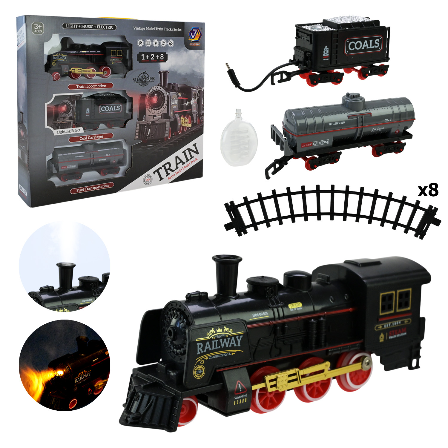 Залізниця арт. 652-X5 (48шт/2) батар.,свiтло,звук,пар,у короб.37,5*33*5,5см(КІ)