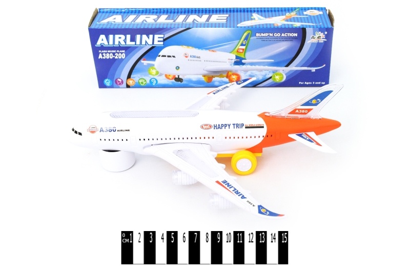 Авіалайнер муз.з світ. ефект. (коробка) A380-200 р.31*8,5*6,5см.(Мас)	