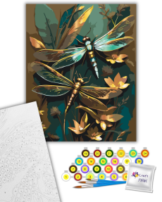 Набір для розпису "Блискучі бабки" з металізованими фарбами 40*50 см														