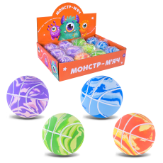 Пострибунчик арт. PR2519 (288шт)  гумовий 6 см 4 види, у дисп.боксі 25*18*6 см(КІ)