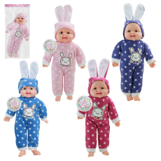 Пупс муз. арт. SEL-0006 (60 шт) 4 види,батар., м'яконабивна, хохотун,  пакет 43 см(КІ)