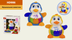 Муз.животное HD986 (96шт/2) Пингвин,2 цвета,свет,звук,в коробке 14*9*15,5 см, р-р игрушки – 12*8.5*1