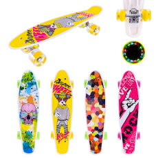 Пенні борд арт. SC25144 (8шт) 55*14,5 см колеса PU свiтяться,  4 види, у плівці(КІ)