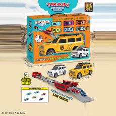 Ігровий набір арт. 8902 (18шт/2) машина,трамплін,машинки метал у коробці 41*30*14,5см(КІ)