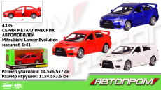 Машина металл 4335 (96шт/2),1:41 Mitsubishi-lancer-evolution,3 цвета,откр.двери,в кор. 14(КИ)